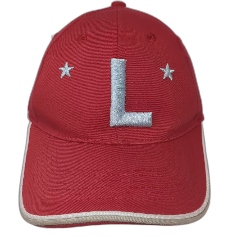 YOU Red Baseball Cap Silver Embroidered L Stars Adjustable Strapback OS Hat